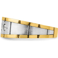 14K Two-Tone Men's Three Stone Prong Set Ring Mounting by IBGoodman