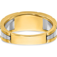 14K Two-Tone Men's Three Stone Prong Set Ring Mounting by IBGoodman