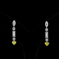 14K Two Tone Mixed Shape Drop Earrings with Marquise, Baguette, and Heart-Cut Lab Diamonds - 3.86 Carats Total Diamond Weight - Covaloro Fine Jewelry