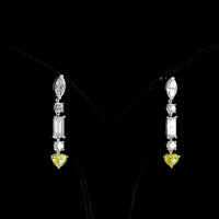 14K Two Tone Mixed Shape Drop Earrings with Marquise, Baguette, and Heart-Cut Lab Diamonds - 3.86 Carats Total Diamond Weight - Covaloro Fine Jewelry