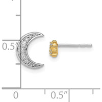 14K Two-Tone Moon and 3 Stars Diamond Mis-match Post Earrings - 0.015 Carat Total Diamond Weight by Monteluci Fine Jewelry