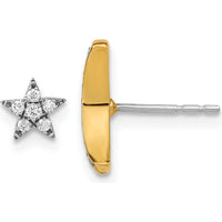 14K Two-Tone Moon and Star Diamond Mis-match Post Earrings - 0.067 Carat Total Diamond Weight by Monteluci Fine Jewelry