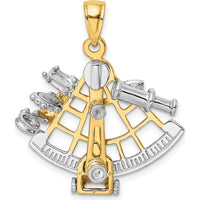 14K Two-Tone Moveable 3D Sextant Charm Pendant - Nautical Luxury Design by Oro Pregiato