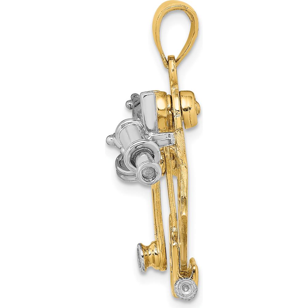 14K Two-Tone Moveable 3D Sextant Charm Pendant - Nautical Luxury Design by Oro Pregiato