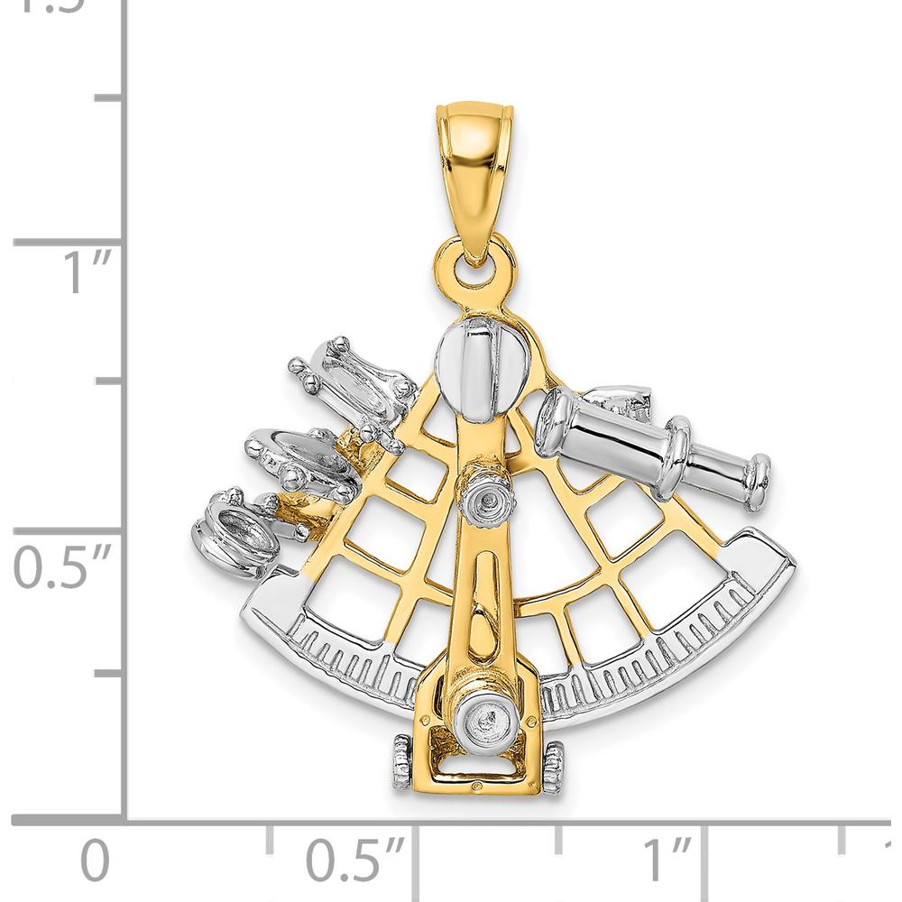 14K Two-Tone Moveable 3D Sextant Charm Pendant - Nautical Luxury Design by Oro Pregiato