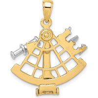 14K Two-Tone Moveable 3D Sextant Charm Pendant - Nautical Luxury Design by Oro Pregiato