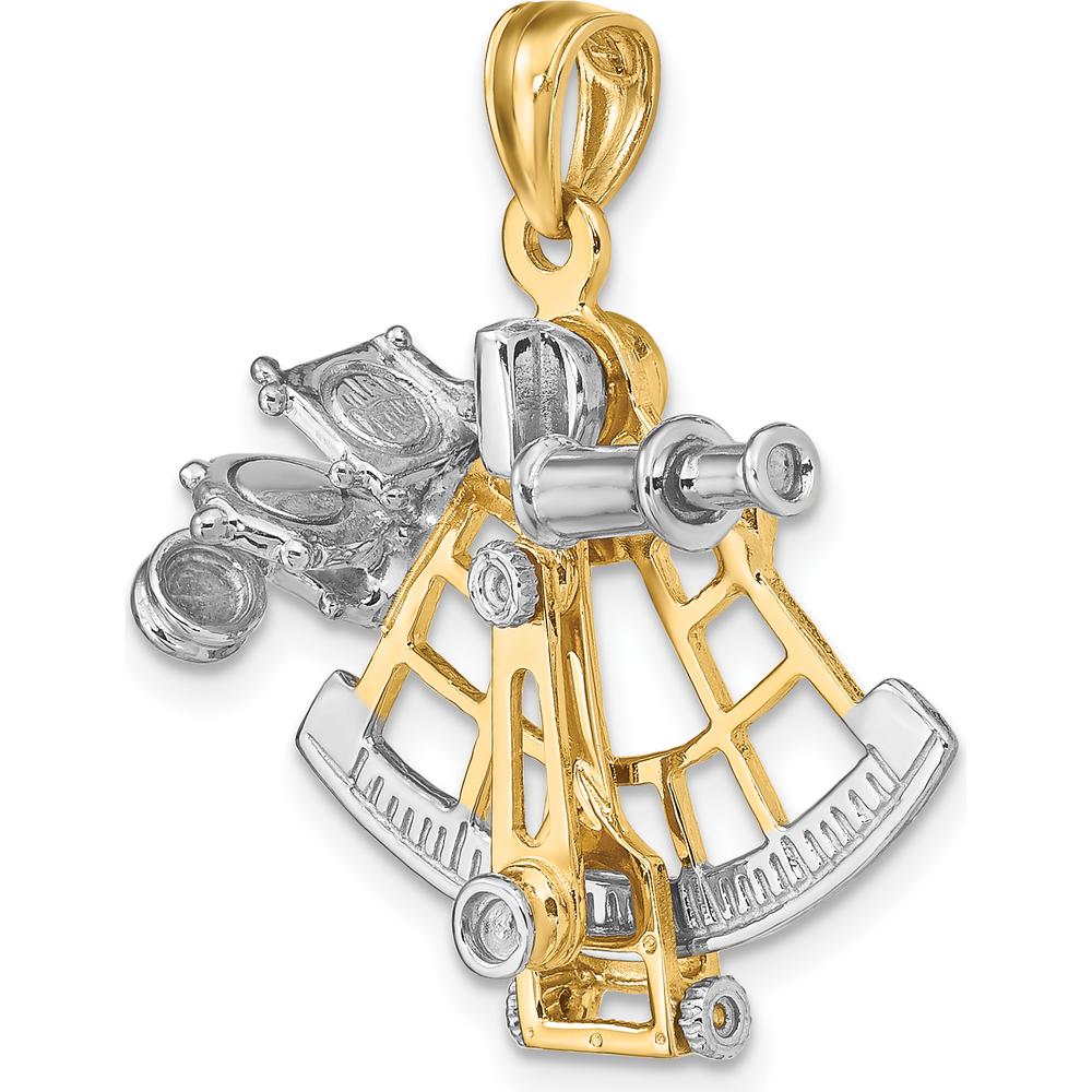 14K Two-Tone Moveable 3D Sextant Charm Pendant - Nautical Luxury Design by Oro Pregiato