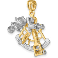 14K Two-Tone Moveable 3D Sextant Charm Pendant - Nautical Luxury Design by Oro Pregiato