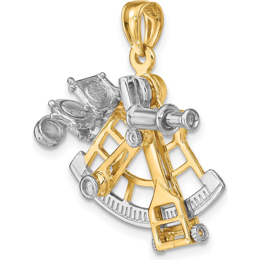 14K Two-Tone Moveable 3D Sextant Charm Pendant - Nautical Luxury Design by Oro Pregiato
