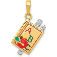14K Two-Tone Multi-Color Enameled ABC School Book Pendant - 23mm Length by Oro Pregiato