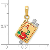 14K Two-Tone Multi-Color Enameled ABC School Book Pendant - 23mm Length by Oro Pregiato