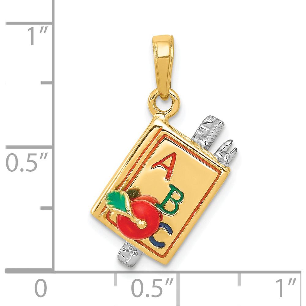 14K Two-Tone Multi-Color Enameled ABC School Book Pendant - 23mm Length by Oro Pregiato