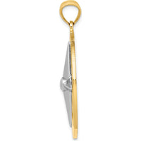 14K Two-Tone Nautical Compass Pendant with White Needle Charm - 41.4mm by Oro Pregiato