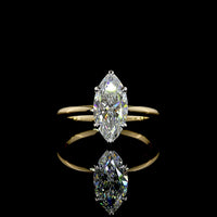 14K Two Tone North-South Marquise Cut Lab Diamond Solitaire Ring - 2.20 Carats Total Diamond Weight, E-F VVS2 Clarity, IGI Certified - Covaloro Fine Jewelry