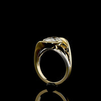 14K Two Tone North-South Oval Cut Lab Diamond Solitaire Ring with Half Bezel Setting - 3.57 Carat E-F VS1 Diamond - Covaloro Fine Jewelry