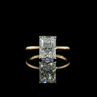 14K Two Tone North-South Radiant Cut Lab Diamond Solitaire Ring - 3.25 Carat E-F VVS2 IGI Certified - Covaloro Fine Jewelry