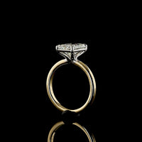 14K Two Tone North-South Radiant Cut Lab Diamond Solitaire Ring - 3.25 Carat E-F VVS2 IGI Certified - Covaloro Fine Jewelry
