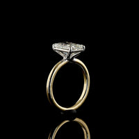 14K Two Tone North-South Radiant Cut Lab Diamond Solitaire Ring - 3.25 Carat E-F VVS2 IGI Certified - Covaloro Fine Jewelry