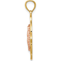 14K Two-Tone Our Lady of Guadalupe Pendant with Textured Detail and Polished Finish - 30.5mm Length by Oro Pregiato