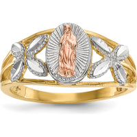 14K Two-Tone Our Lady of Guadalupe Ring with Rose Gold and Rhodium Finish by 0
