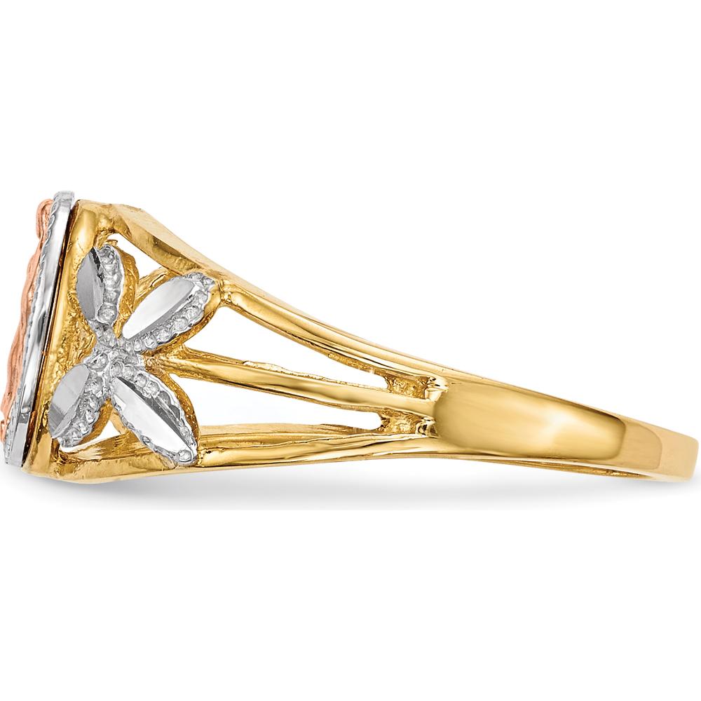 14K Two-Tone Our Lady of Guadalupe Ring with Rose Gold and Rhodium Finish by 0