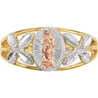 14K Two-Tone Our Lady of Guadalupe Ring with Rose Gold and Rhodium Finish by 0