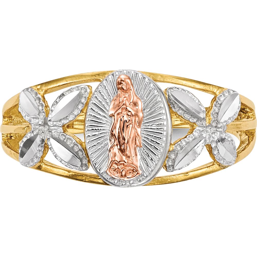 14K Two-Tone Our Lady of Guadalupe Ring with Rose Gold and Rhodium Finish by 0