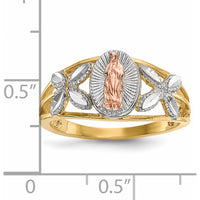 14K Two-Tone Our Lady of Guadalupe Ring with Rose Gold and Rhodium Finish by 0