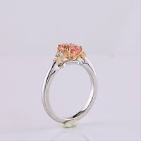 14K Two Tone Oval Cut Fancy Vivid Pink Lab Diamond Ring with Brilliant White Accent Diamonds - 1.65 Carat Total Weight (IGI Certified) - Covaloro Fine Jewelry