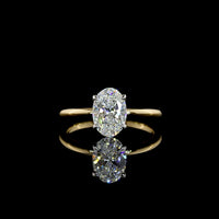 14K Two Tone Oval Cut Lab Diamond Solitaire Ring - 1.52 Carat D VVS2 IGI Certified - Covaloro Fine Jewelry