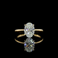 14K Two Tone Oval Cut Lab Grown Diamond Solitaire Ring - 2.04 Carat E-F VVS2 IGI Certified - Covaloro Fine Jewelry