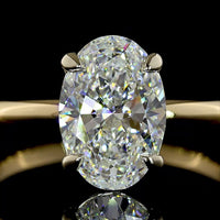 14K Two Tone Oval Cut Lab Grown Diamond Solitaire Ring - 2.04 Carat E-F VVS2 IGI Certified - Covaloro Fine Jewelry