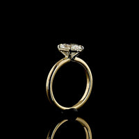 14K Two Tone Oval Cut Lab Grown Diamond Solitaire Ring - 2.04 Carat E-F VVS2 IGI Certified - Covaloro Fine Jewelry