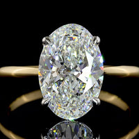 14K Two Tone Oval Cut Solitaire Ring with D VVS2 Lab Diamond - 3.62 Carat Total Diamond Weight - Covaloro Fine Jewelry