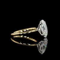 14K Two Tone Oval Cut Solitaire Ring with D VVS2 Lab Diamond - 3.62 Carat Total Diamond Weight - Covaloro Fine Jewelry