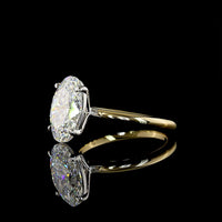 14K Two Tone Oval Cut Solitaire Ring with D VVS2 Lab Diamond - 3.62 Carat Total Diamond Weight - Covaloro Fine Jewelry