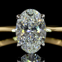 14K Two Tone Oval Cut Solitaire Ring with IGI Certified 1.25 Carat Lab Diamond - E-F Color VVS1 Clarity - Covaloro Fine Jewelry