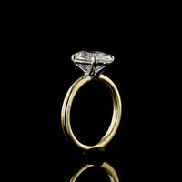 14K Two Tone Oval Cut Solitaire Ring with IGI Certified E-F VVS2 Lab Diamond - 3.15 Carat Total Weight - Covaloro Fine Jewelry