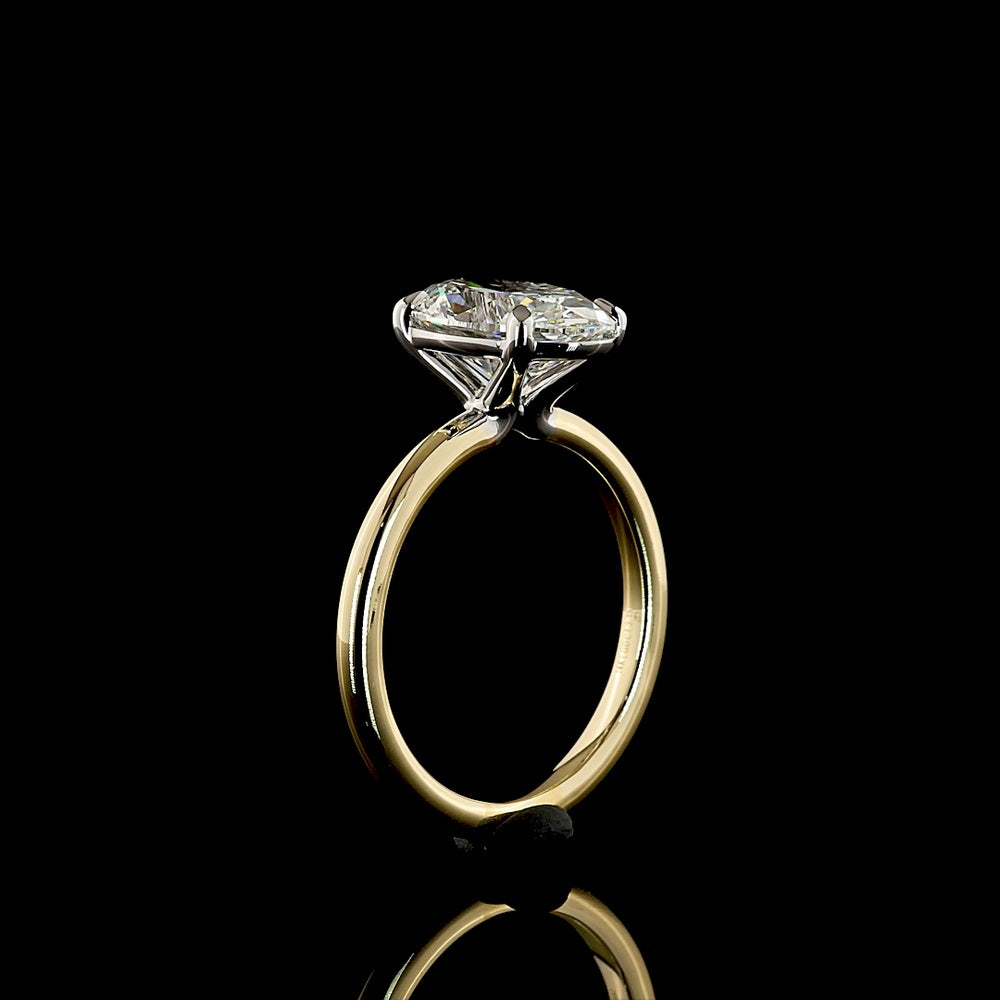 14K Two Tone Oval Cut Solitaire Ring with IGI Certified E-F VVS2 Lab Diamond - 3.15 Carat Total Weight - Covaloro Fine Jewelry
