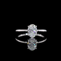 14K Two Tone Oval Cut Solitaire Ring with Lab Grown D VVS2 Diamond - 1.10 Carat Total Weight, IGI Certified - Covaloro Fine Jewelry