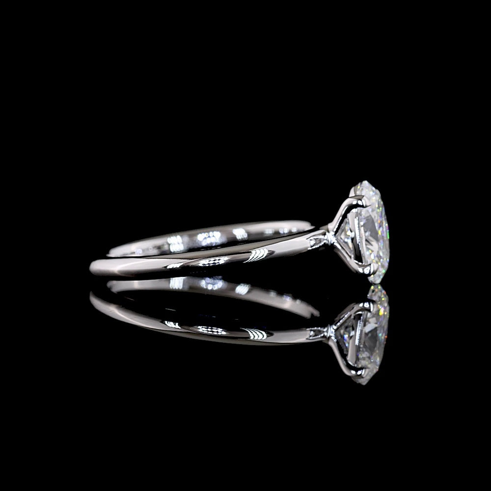 14K Two Tone Oval Cut Solitaire Ring with Lab Grown D VVS2 Diamond - 1.10 Carat Total Weight, IGI Certified - Covaloro Fine Jewelry