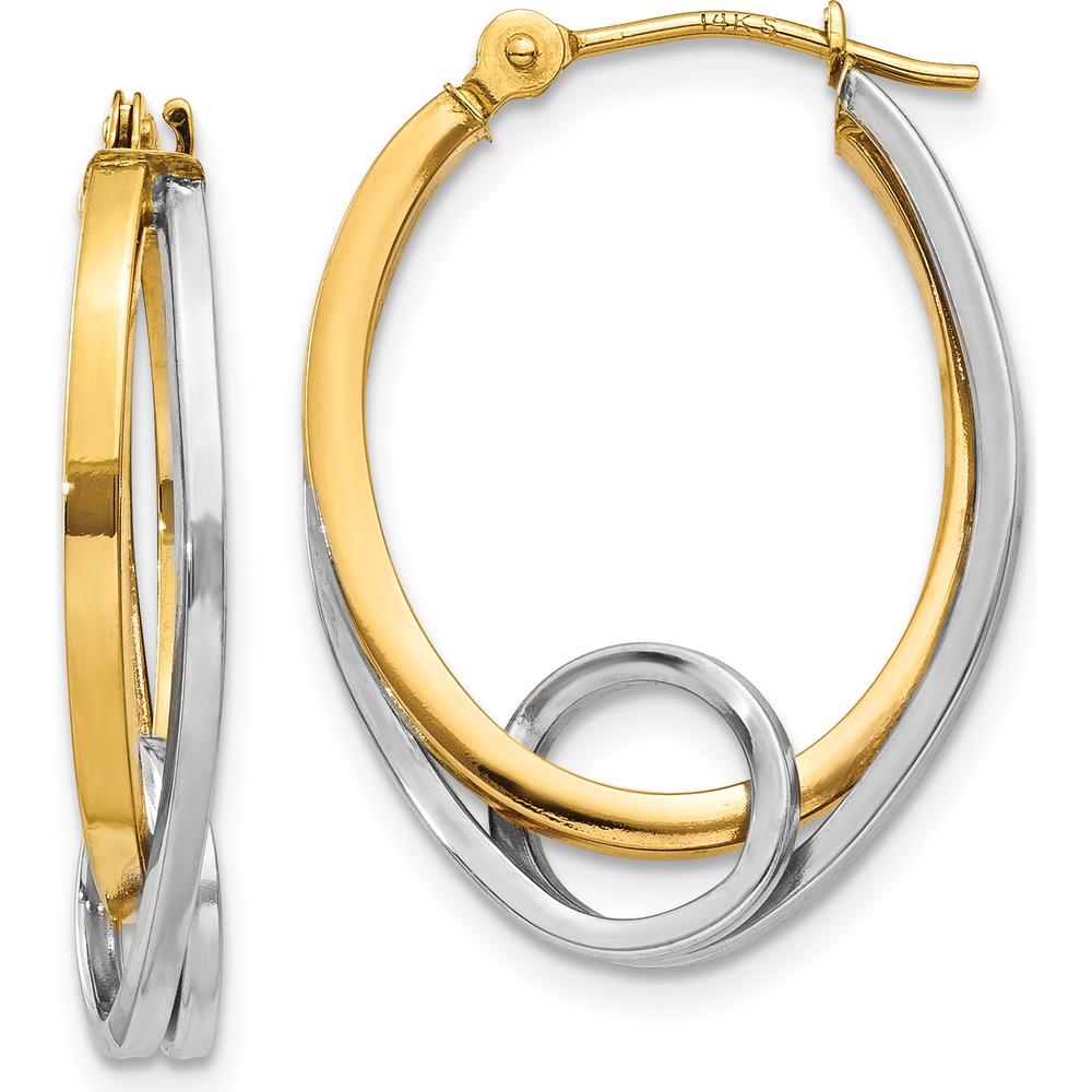 14K Two-Tone Oval Loop Hoop Earrings by Oro Pregiato