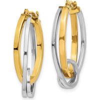 14K Two-Tone Oval Loop Hoop Earrings by Oro Pregiato