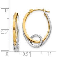14K Two-Tone Oval Loop Hoop Earrings by Oro Pregiato