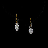 14K Two Tone Pear Shape Hanging Earrings with Bezel and Prong Set Lab Diamonds - 0.53 Carat Total Diamond Weight - Covaloro Fine Jewelry