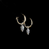 14K Two Tone Pear Shape Hanging Earrings with Bezel and Prong Set Lab Diamonds - 0.53 Carat Total Diamond Weight - Covaloro Fine Jewelry