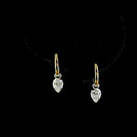 14K Two Tone Pear Shape Lab Diamond Drop Earrings - 0.56 Carat Total Weight, E-F Color VS1 Clarity, Bezel and Prong Set, Lever Back Design - Covaloro Fine Jewelry