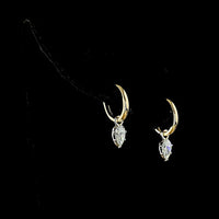 14K Two Tone Pear Shape Lab Diamond Drop Earrings - 0.56 Carat Total Weight, E-F Color VS1 Clarity, Bezel and Prong Set, Lever Back Design - Covaloro Fine Jewelry