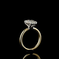 14K Two Tone Pear Shape Solitaire Ring with 3.01 Carat E-F VS1 Lab Grown Diamond - IGI Certified - Covaloro Fine Jewelry