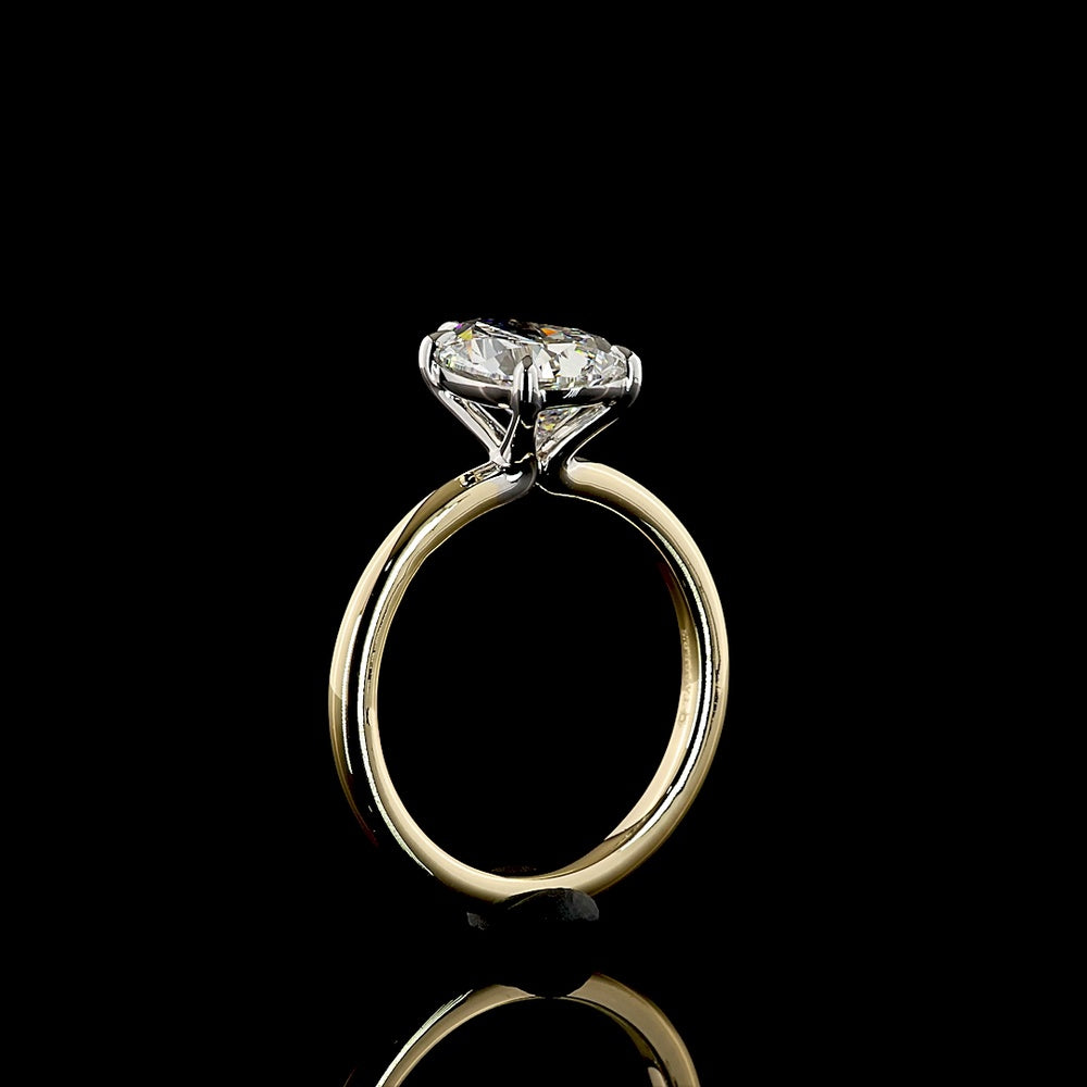 14K Two Tone Pear Shaped Lab Diamond Solitaire Engagement Ring - E-F Color VVS2 Clarity - 2.53 Carats - IGI Certified - Covaloro Fine Jewelry